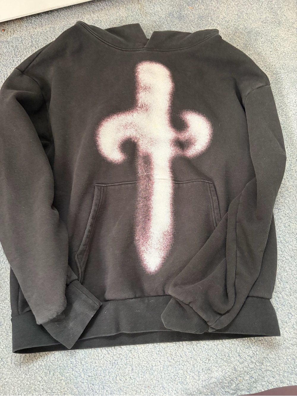 & Other Stories Black Hoodie Sweater with Pink Spray-Graphic